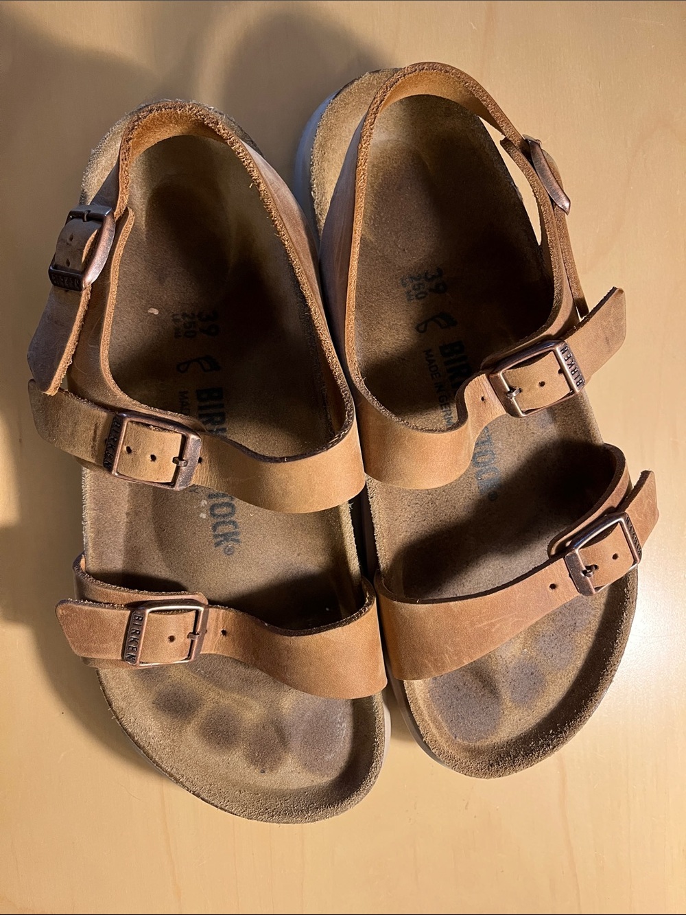 Birkenstock “Sonora” Tan Leather Two-Strap Adjustable Sandals EU39